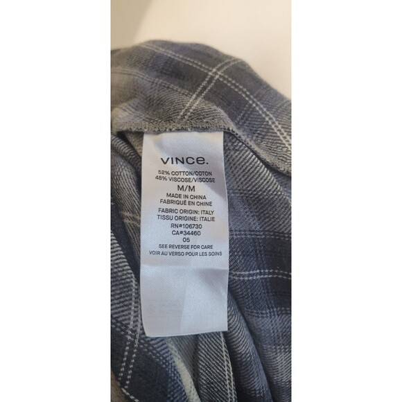 Vince Medium Duster Dress wrap plaid sleeveless belt adjustable open - Picture 10 of 10